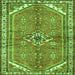 Round Machine Washable Persian Green Traditional Area Rugs, wshtr2967grn