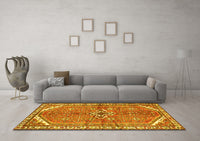 Machine Washable Persian Yellow Traditional Rug, wshtr2967yw