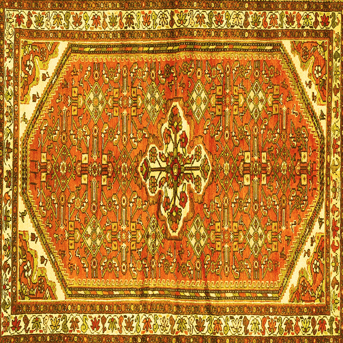 Square Machine Washable Persian Yellow Traditional Rug, wshtr2967yw