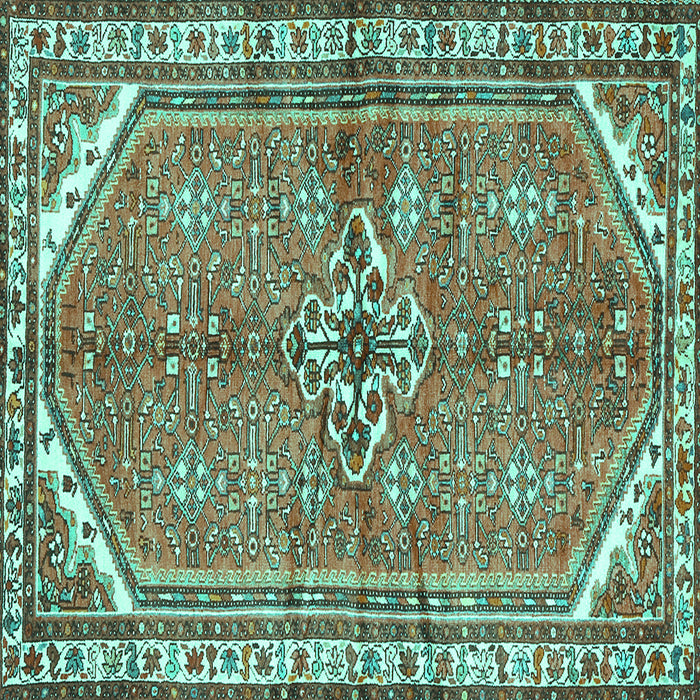 Square Persian Turquoise Traditional Rug, tr2967turq