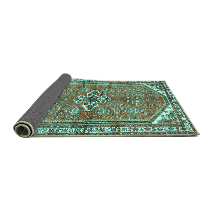 Sideview of Persian Turquoise Traditional Rug, tr2967turq