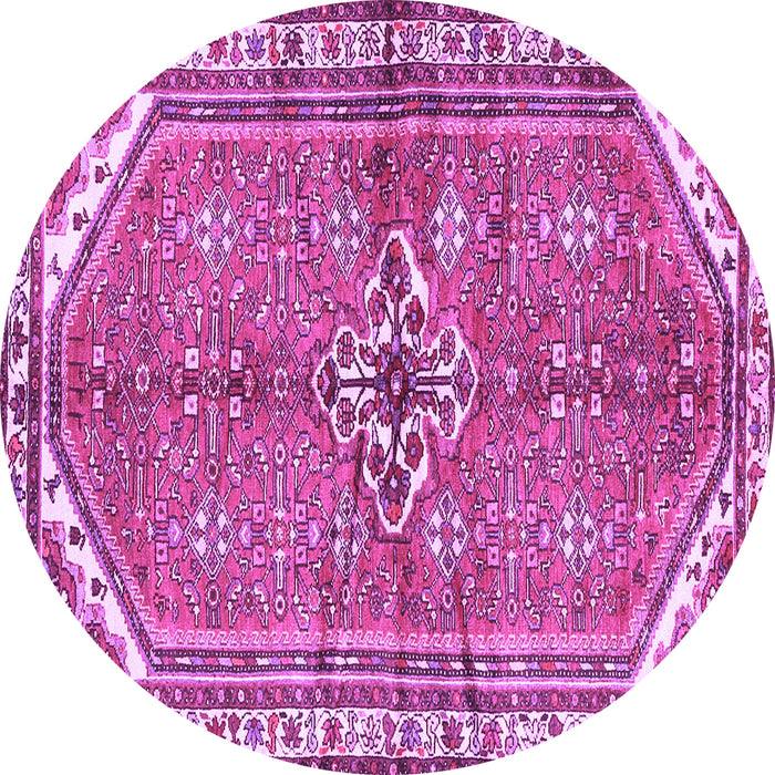 Round Machine Washable Persian Purple Traditional Area Rugs, wshtr2967pur