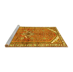 Sideview of Machine Washable Persian Yellow Traditional Rug, wshtr2967yw
