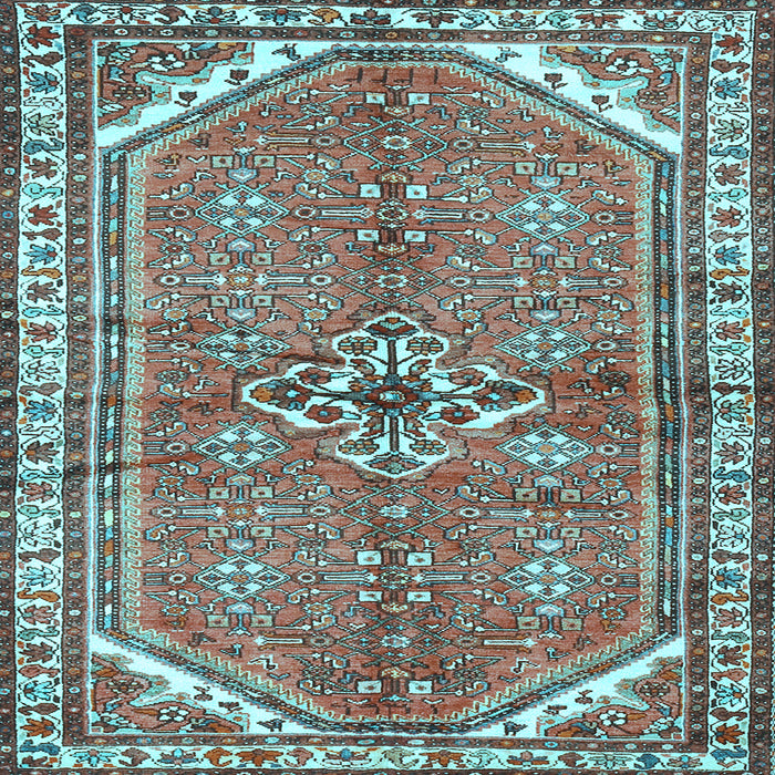 Square Machine Washable Persian Light Blue Traditional Rug, wshtr2967lblu