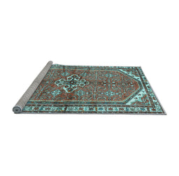 Sideview of Machine Washable Persian Light Blue Traditional Rug, wshtr2967lblu