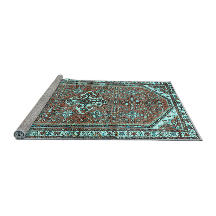 Sideview of Machine Washable Persian Light Blue Traditional Rug, wshtr2967lblu