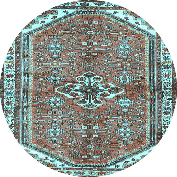 Round Machine Washable Persian Light Blue Traditional Rug, wshtr2967lblu