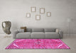 Machine Washable Persian Pink Traditional Rug in a Living Room, wshtr2967pnk