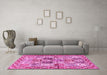 Machine Washable Persian Pink Traditional Rug in a Living Room, wshtr2968pnk