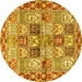 Round Persian Yellow Traditional Rug, tr2968yw