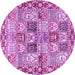 Round Machine Washable Persian Purple Traditional Area Rugs, wshtr2968pur