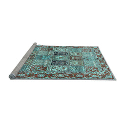 Sideview of Machine Washable Persian Light Blue Traditional Rug, wshtr2968lblu