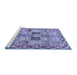 Sideview of Machine Washable Persian Blue Traditional Rug, wshtr2968blu