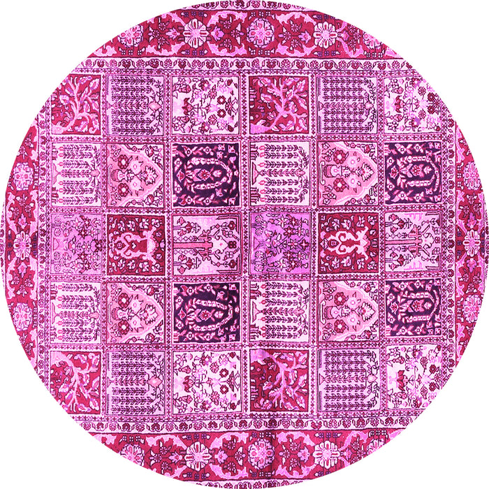 Round Machine Washable Persian Pink Traditional Rug, wshtr2968pnk