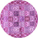 Round Persian Purple Traditional Rug, tr2968pur