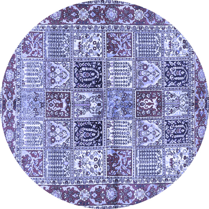 Round Machine Washable Persian Blue Traditional Rug, wshtr2968blu