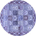 Round Machine Washable Persian Blue Traditional Rug, wshtr2968blu