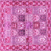 Square Machine Washable Persian Pink Traditional Rug, wshtr2968pnk