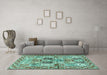 Machine Washable Persian Turquoise Traditional Area Rugs in a Living Room,, wshtr2968turq