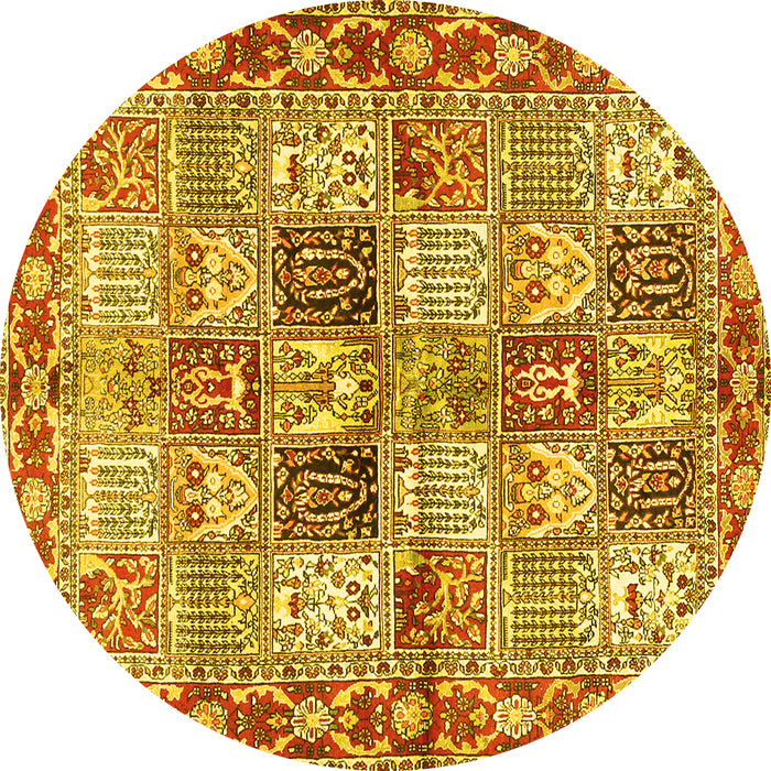 Round Machine Washable Persian Yellow Traditional Rug, wshtr2968yw