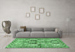 Machine Washable Persian Emerald Green Traditional Area Rugs in a Living Room,, wshtr2968emgrn