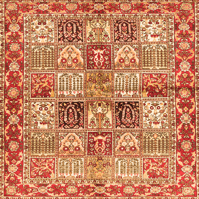 Round Machine Washable Persian Orange Traditional Area Rugs, wshtr2968org