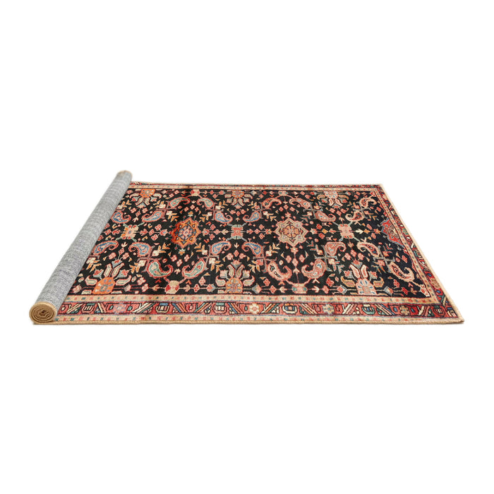 Sideview of Machine Washable Traditional Tangerine Pink Rug, wshtr2969