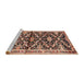 Sideview of Machine Washable Traditional Tangerine Pink Rug, wshtr2969