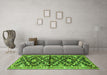 Machine Washable Animal Green Traditional Area Rugs in a Living Room,, wshtr2969grn