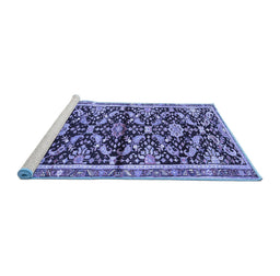 Sideview of Machine Washable Animal Blue Traditional Rug, wshtr2969blu
