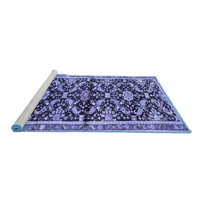 Sideview of Machine Washable Animal Blue Traditional Rug, wshtr2969blu