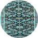 Round Animal Light Blue Traditional Rug, tr2969lblu