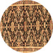 Round Machine Washable Animal Brown Traditional Rug, wshtr2969brn