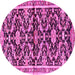 Round Machine Washable Animal Pink Traditional Rug, wshtr2969pnk
