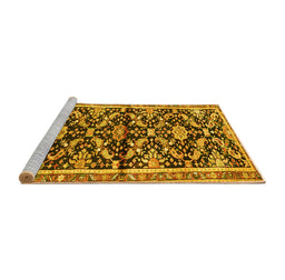 Sideview of Machine Washable Animal Yellow Traditional Rug, wshtr2969yw