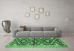 Machine Washable Animal Emerald Green Traditional Area Rugs in a Living Room,, wshtr2969emgrn