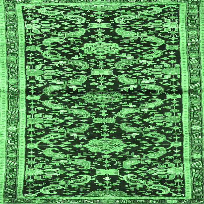 Square Animal Emerald Green Traditional Rug, tr2969emgrn