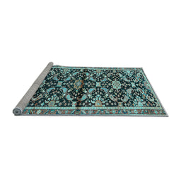 Sideview of Machine Washable Animal Light Blue Traditional Rug, wshtr2969lblu