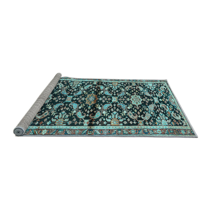 Sideview of Machine Washable Animal Light Blue Traditional Rug, wshtr2969lblu