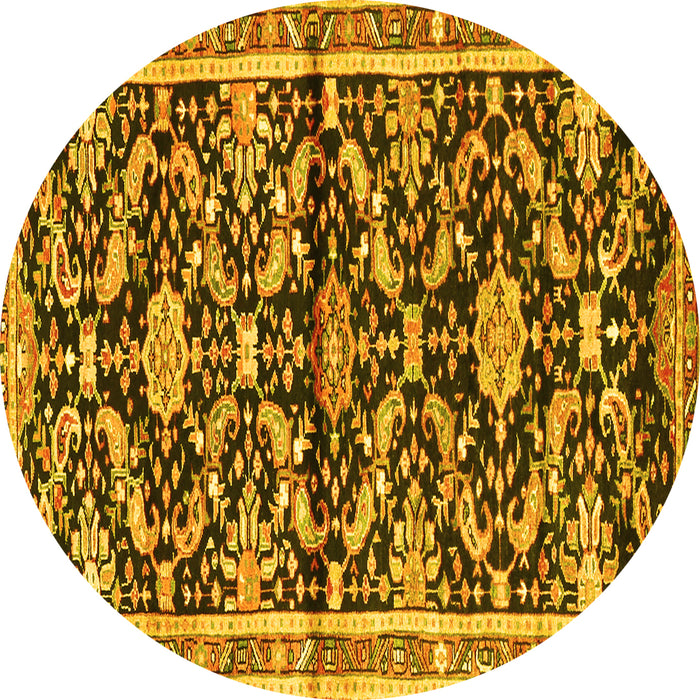 Round Animal Yellow Traditional Rug, tr2969yw