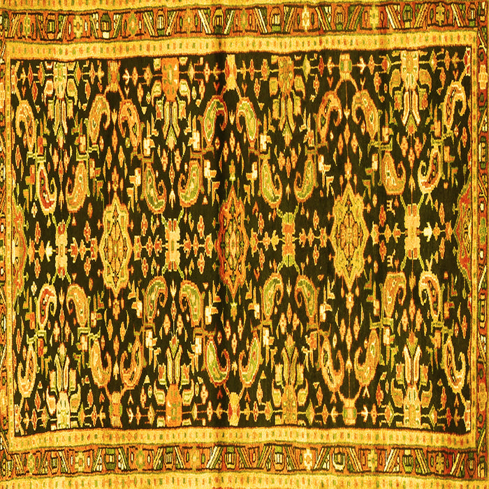 Square Animal Yellow Traditional Rug, tr2969yw