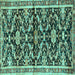 Square Animal Turquoise Traditional Rug, tr2969turq