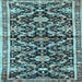 Square Animal Light Blue Traditional Rug, tr2969lblu