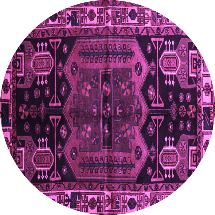 Round Machine Washable Persian Purple Traditional Area Rugs, wshtr296pur