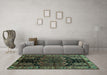 Machine Washable Persian Turquoise Traditional Area Rugs in a Living Room,, wshtr296turq