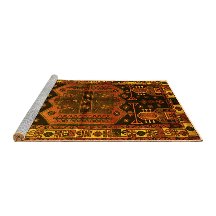 Sideview of Machine Washable Persian Yellow Traditional Rug, wshtr296yw