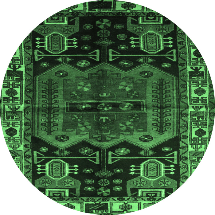 Round Persian Emerald Green Traditional Rug, tr296emgrn