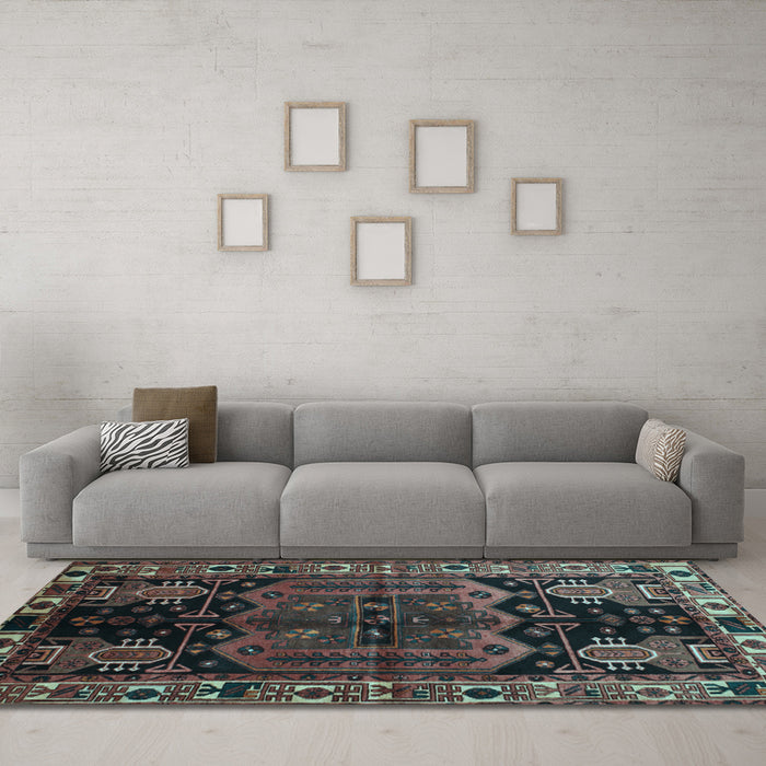 Machine Washable Persian Light Blue Traditional Rug in a Living Room, wshtr296lblu