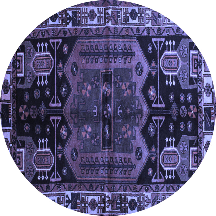 Round Persian Blue Traditional Rug, tr296blu