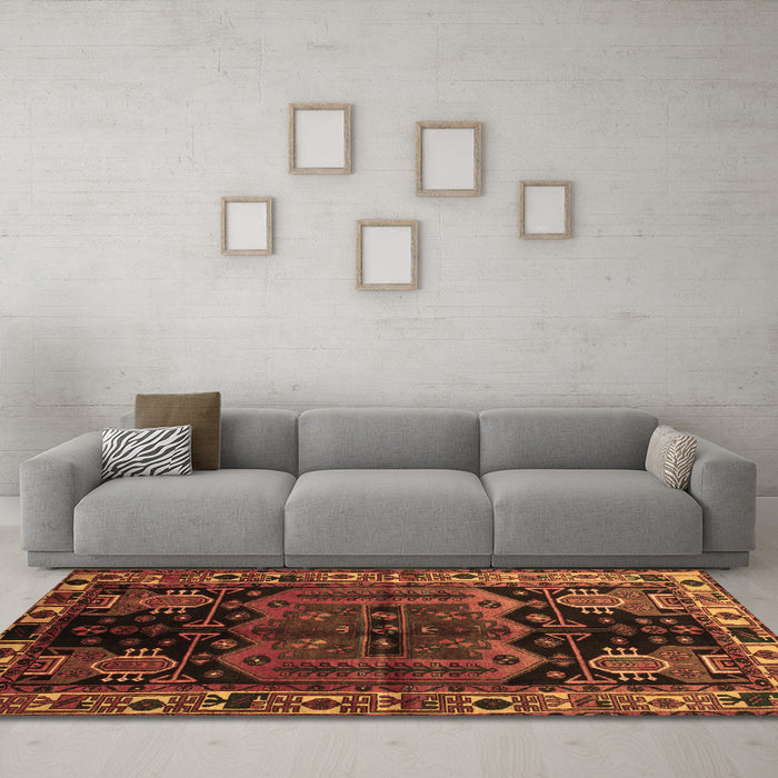 Machine Washable Persian Brown Traditional Rug in a Living Room,, wshtr296brn